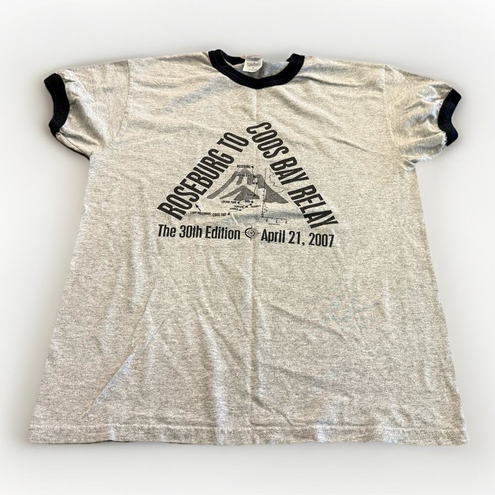 Vintage Y2K Roseburg To Coos Bay Relay 2007 30th Edition Ringer T-shirt Size M